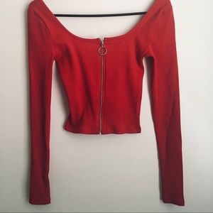 NWOT red long sleeve Hollister tip